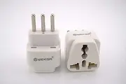 [WEKSA] Italy Travel Adapter with Universal Australia, UK, EU to Italy, Syria,Tunisia 3 Pin Power Plug with Safety Grounded Pin, White Type L Adaptor (3-Pack)