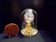 New! Ornate Victorian Style Gold Glass Dome Mantle Dollhouse Miniature Clock