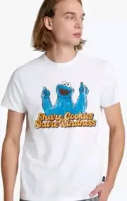 NWT Kenneth Cole x Sesame Street Men's Cookie Monster T-Shirt White Medium