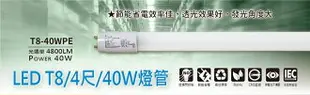 ☼金順心☼ LED T8 4尺 40W 燈管 玻璃 高亮度 雙邊入電 無藍光危害 白光 流明4800LM 1箱 30入