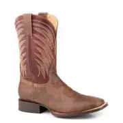 Men's Stetson Brody Boots Square Toe Handcrafted Brown