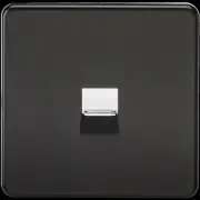 SCREWLESS TELEPHONE EXTENSION SOCKET - MATT BLACK W/CHROME SHUTTER, IP20