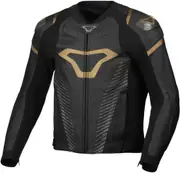 Macna Tronniq Motorcycle Leather Jacket, black-gold, Size 46 for Men Black Gold