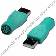 Lot10 PS2 6pin Mini DIN Female/F Jack~USB A Male/M Plug Mouse port Adapter{GREEN