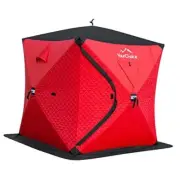 Pop Up 3-4 Person Ice Fishing Shelter, Fully Insulated Ice Fishing 1Red