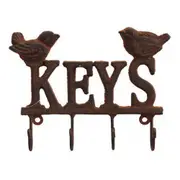 Vintage Wall Art Keys Hooks Double Bird Hanger Wrought Iron
