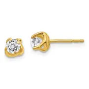 14k Yellow Gold Fancy Twist Real Diamond Earrings