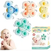 EFUQAN 4 PCS Baby Spinner Toys with Suction Cup, Ocean Sensory Toys for Toddlers 1-3, Montessori Bath, High Chair & Car Window Toys, Learning Gifts for Hand-Eye Coordination