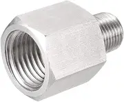 uxcell Pipe Fitting Reducer Adapter 1/8 NPT Male to 1/4 G Female, Stainless Steel for Water Oil Air Pressure Gauge