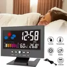 Digital Bedside Alarm Clock LED Weather Temperature Time Day/Night Clock Desktop