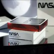 LIMITED EDITION GILDED FOIL SILVER FOIL NASA WORM PLAYING CARDS- NASA RED