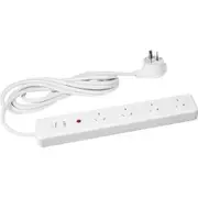 HPM 4 Way Master Switch Surge Protected Powerboard with LED indicator White