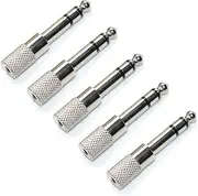 Oiyagai 5pcs 6.35mm (1/4 inch) Male to 3.5mm (1/8 inch) Female Stereo Audio Adapter (Double Track)