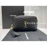 ❥真愛名牌精品❥YSL SAINT LAURENT 612579 黑色荔枝皮金鍊 山形紋 18CM 流蘇相機包