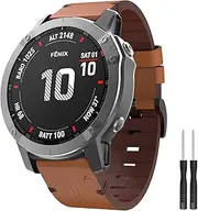 Hatolove Fenix 5 Strap, Quick Fit 22mm Leather Replacement Strap for Garmin Fenix 5, Fenix 5 Plus, Fenix 6, Fenix 6 Pro, Fenix 7, Fenix 7 Solar, Fenix 7 Sapphire Solar, Forerunner 935, Forerunner 945