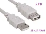 2 pk USB 2.0 6 FT Extension Cable A Male/Female