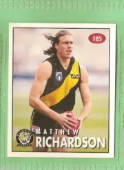 1996 AFL SELECT STICKER #185 MATTHEW RICHARDSON, RICHMOND TIGERS