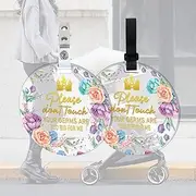 FREEBLOSS 2Pc Baby Sign Don't Touch Baby Sign Stroller Tag No Touching Baby Sign Flower Castle Stroller Tag Baby Car Safety Signs Please Don't Touch Baby Sign