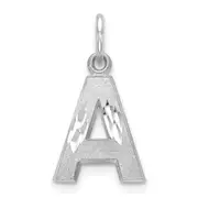14K White Gold 14Kw Satin Diamond-Cut Letter A Initial Charm