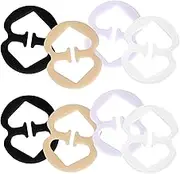 8pcs Bra Clips to Make Racerback, 1.7x1.38in Bra Strap Holder for Slipping Racer Back Conceal Straps for Dresses Shirts and Sports Tops (Black, White, Clear, Beige), Black, White, Clear, Beige Color