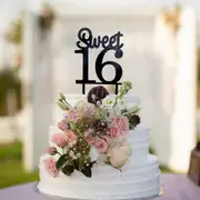 Acrylic Black 'Sweet 16' Birthday Cake Topper