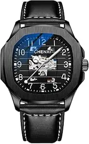 [DAXIAOYU] Fashion New Men Leather Square Dial Automatic Mechanical Watch Waterproof Luminous Full-automatic Hollow Stainless Steel Luxury Wristwatches