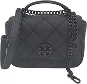 [Tory Burch] 153400 Willa Matte Quilted With Black Hardware Women's Mini Top Handle Crossbody Bag, Black, Small
