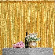 JYFLZQ Gold Sequin Backdrop Curtain 10x8ft(WxH) 1 Panel Glitter Sequence Backdrop for Parties Photo Booth Photography Background Drapes for Wedding Birthday Bridal Showers