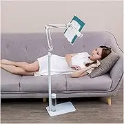 Adjustable Height Floor Reading Stand Book Holder with Long Arm Table Bed Sheet Music Stand Multi Angle Rotation Floor Bracket (No lamp OneColor) Aqiong
