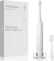SmartSonic+ Sonic Toothbrush, Electric Toothbrush for Adults USB Rechargeable, Waterproof Power Whitening Teeth Smart Timer 28000VPM Motor, 3 Modes with 1 Replacement Head (White)