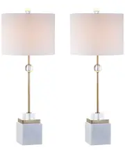 JONATHAN Y Designs Set of 2 Dawson 30in Marble & Crystal Table Lamps