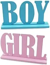Boy Girl Wooden Table Decorations,Gender Reveal Table Decorations Boy Girl Letter Table Signs with Bases Decorative Centerpieces Signs Wooden Tabletop Decor for Tier Tray,School Supplies(1set)