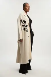 Plus Size Jacquard Floral Knitted Coatigan