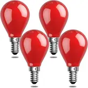 Bonlux E14 LED Light Bulb 4W Red Small Edison Screw Bulb, AC220-240V SES E14 Red Blub, 40W Incandescent Bulb Equivalent, P45 Golf Red Ball Bulb for Night Lights, Festivals, Parties, Pack of 4