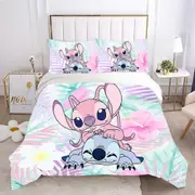 a1720 Stitch Bedding Duvet Cover, Anime Bedding Sets, 3D Printed Lightweight 3 Pieces Comforter Cover Sets with 1 Duvet Cover and 2 Pillow Pillowcases