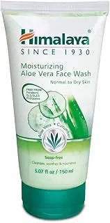Himalaya Moisturizing Aloe Vera Face Wash & Cleanser, Soap-Free for Normal to Dry Skin 5.07oz/150ml