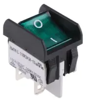 Apem ROCKER SWITCH 16A 250V AC Latching DPST Panel Mount, Illuminated GREEN