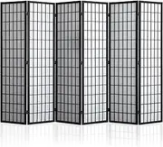 WelFurGeer 6 Panel Shoji Screen Room Divider, Folding Privacy Screens, Room Partitions and Dividers, Decorative Room Dividers, Wall Dividers for Room Separation, Japanese Room Divider for Home (Black)