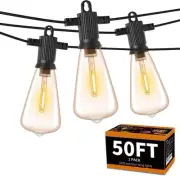 Outdoor String Lights 50FT, Patio Bulbs with 27 LED Plastic Edison ST38 Bulbs...
