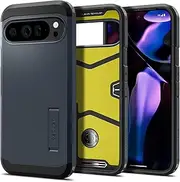 [Spigen] Tough Armor for Google Pixel 9 Pro XL Case, TPU Body PC Back, Extreme Impact Foam Technology, Protective Heavy Duty Shock Absorption, Raised Edge Protection Hard Kickstand Cover - Metal Slate