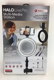 8" LED Ring Light Portable Podcast Extendable Selfie-Stick On Air Halo Live Pro