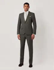 Hawes & Curtis Dark Green Semi Plain Italian Linen Tailored Fit Suit | 1913 Collection Size: One Size