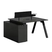 Modern Office Furniture Dolan 2 Seater Workstation 1.2mx1.4mx0.75m - Black