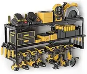 Amoowis Power Tool Organizer Wall Mount with Charging Station, 8 Slots for Cordless tool Storage, Tool Battery Holde with 4 Outlet Power Strip, Utility Rack Suitable for Garage/Workshop, Men's gifts