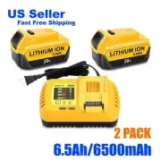 Lizone 2PC 6.5Ah 20V Battery with Charger Combo for Dewalt 20V Max XR Battery