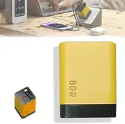 3 in 1 GaN Charger, Scalable 80w Max Fast Charger Module with Type-C Cable and 2 USB Ports, Retractable Phone Chargers Wall Plug with Type C Cable & 2 USB Ports, Phone and Laptops (Yellow)