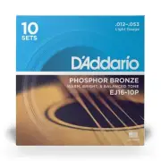 EJ16-10P Phosphor Bronze Acoustic Guitar Strings, Light, 12-53, 10 Pack