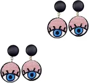 [SHERCHPRY] 2pcs Ear Rings Bohemian Pierced Earrings Button