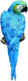 12.2''Hanging Parrot Statue, Super Realistic Wall Mounted Resin Animal Sculpture for PatioGardenHome Decor(Blue Left Parrot) Parrot Wall Decor