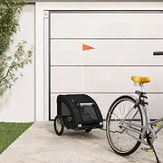 Pet Bike Trailer Black Oxford Fabric and Iron-Bike Trailer Cargo in Steel Frame,Extra Storage Carrier with Hitch